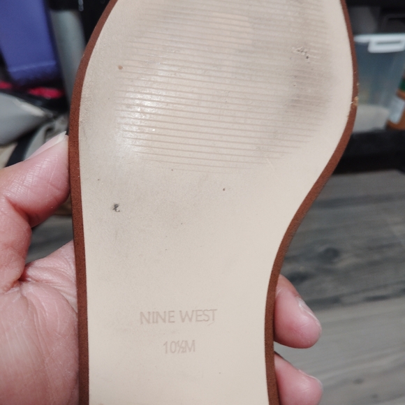 Nine West Oriona Pointed Toe Ankle Strap Slide Flats Sz- 10 1/2 - Picture 6 of 8